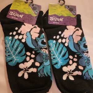 2 Pk NWT Disney’s Lilo and Stitch Black No Show Socks - Shoe Size 4 to 10